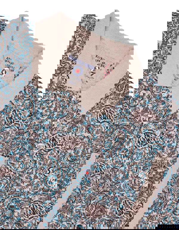 Lambretta Mens Classic Paisley Print Mod Retro Ska Casual Polo