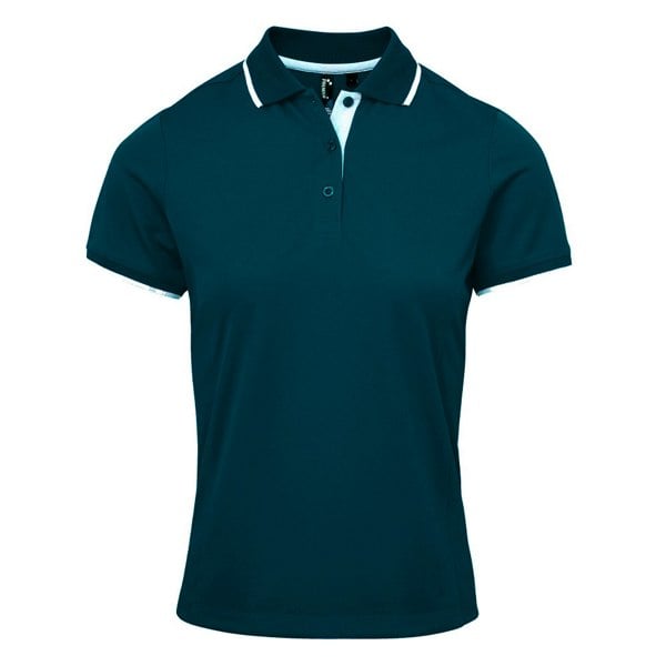 Premier Womens/Ladies Coolchecker Contrast Pique Polo Shirt - Navy/White
