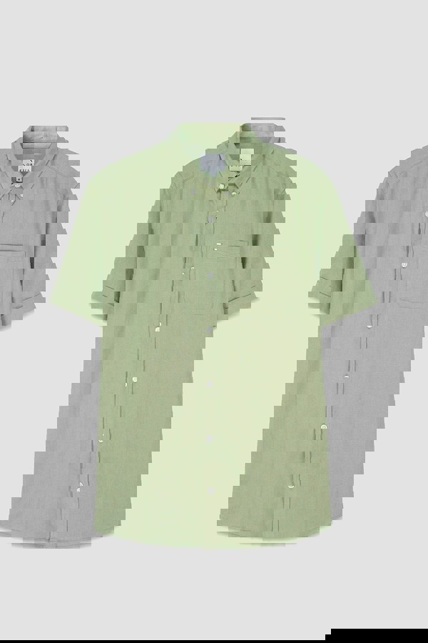 ENORSIA Mens Cotton Linen Roll-Up Sleeve Shirt