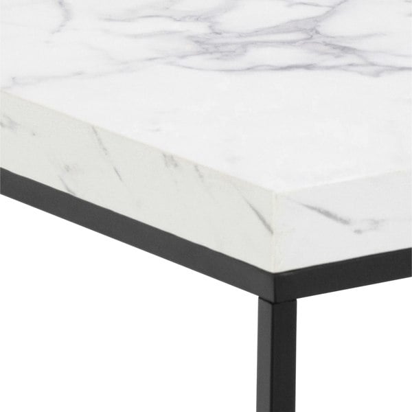 Furniture To Go Barossa Coffee Table with White Marble Carrara Top & Black Base 40cm