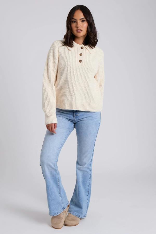 Urban Bliss Cream Chenille Button Front Jumper