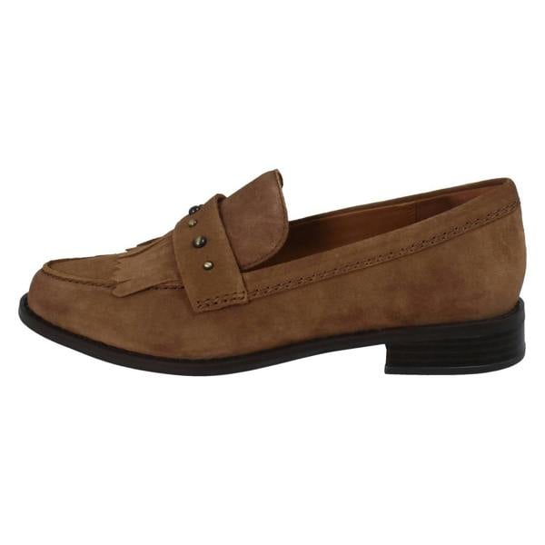 Clarks Ladies Clarks Suede Stud Detailed Loafers Hana Loafer