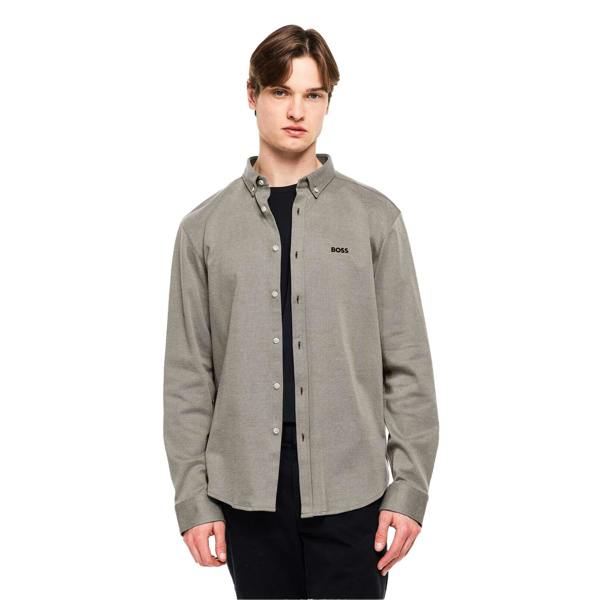 Boss Mens Motion Logo Cotton Shirt - Dark Beige - 