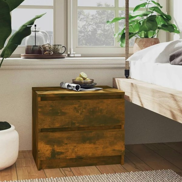 Berkfield Bed Cabinet Smoked Oak 50x39x43.5 cm Engineered Wood