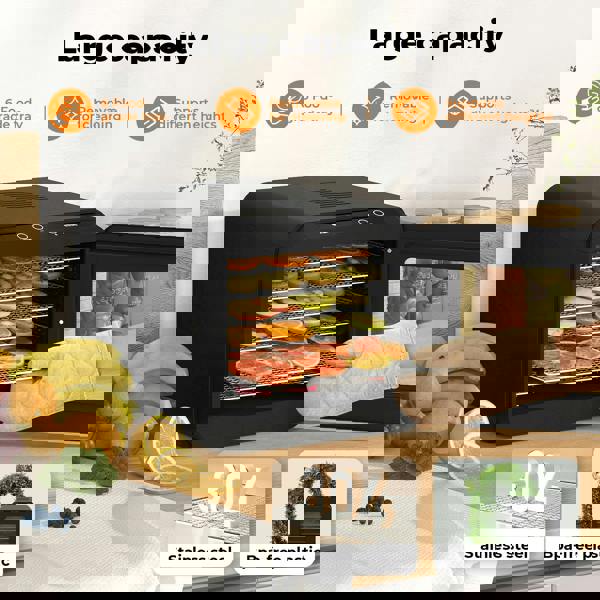 Spector Electric Food Dehydrator 6 Stainless Steel Trays Touch Control 72H Timer