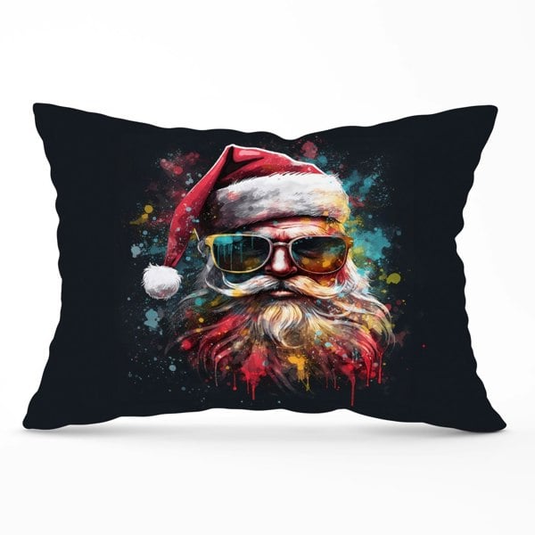 Warren Reed Splashart Santa Claus In Glasses Cushions