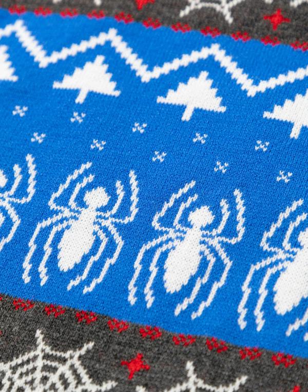 Spiderman Boys Blue Character Face Christmas Jumper