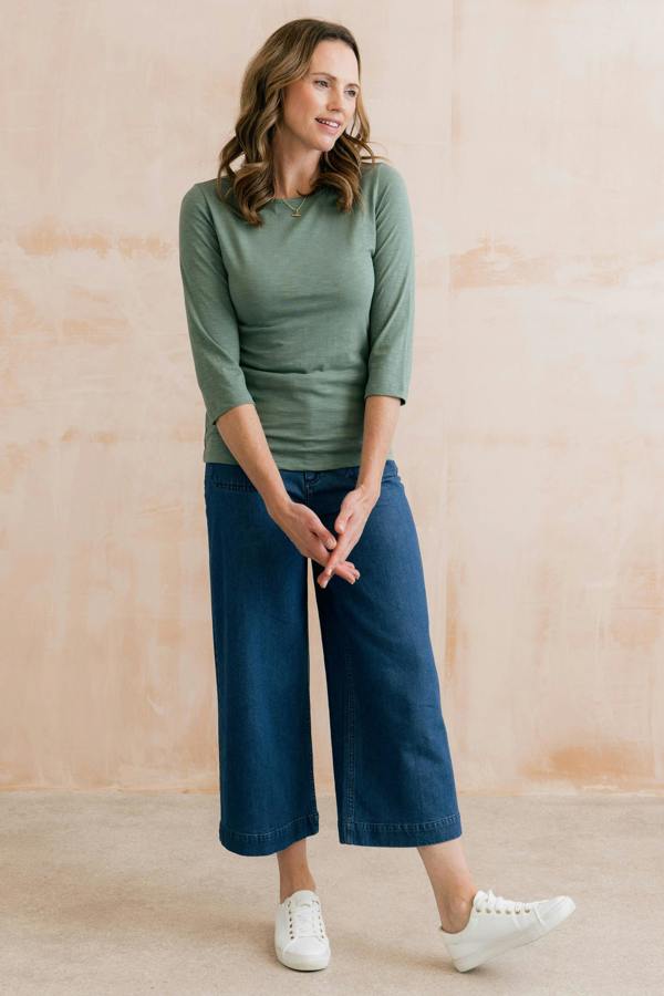 Lily & Me Monica Organic Cotton Jersey Top Laurel Green