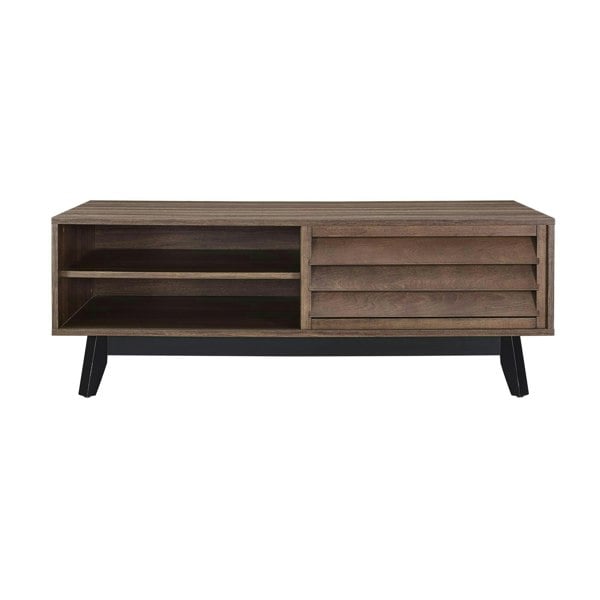 Dorel Home Vaughn Coffee Table with 2 Sliding Doors in Walnut