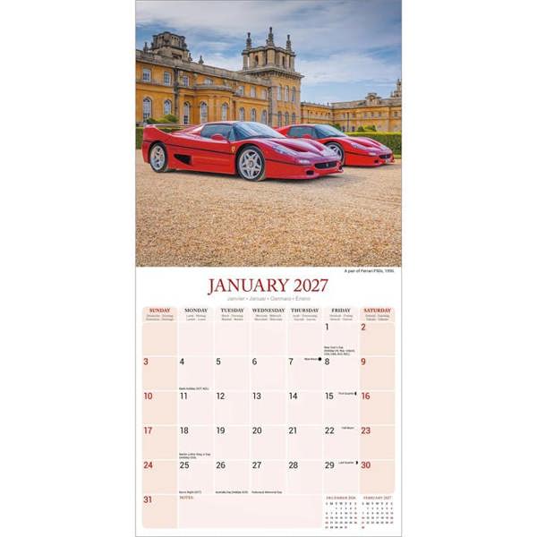 Classic Sports Cars Calendar 2027, Wall Calendars, Month To View, Transport, Gift
