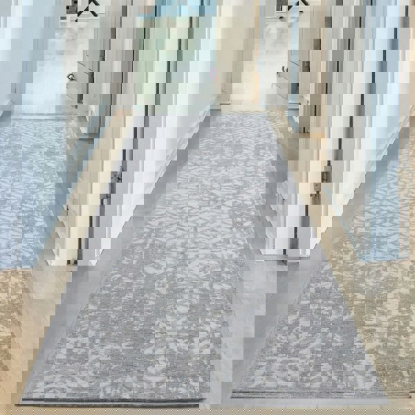 Machine Washable Flatweave Rug Geometric in Grey