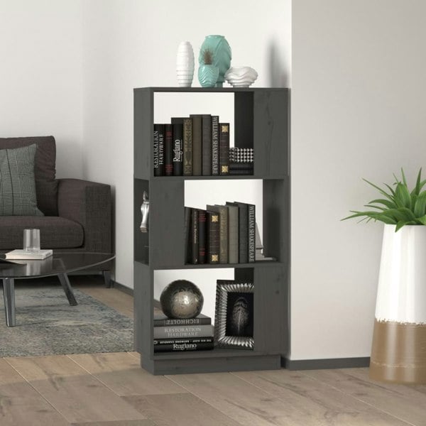 Berkfield Book Cabinet/Room Divider Grey 51x25x101 cm Solid Wood Pine