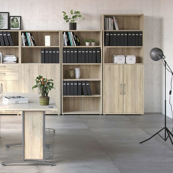 Furniture To Go Prima Bookcase 4 Shelves with 2 Doors in Oak