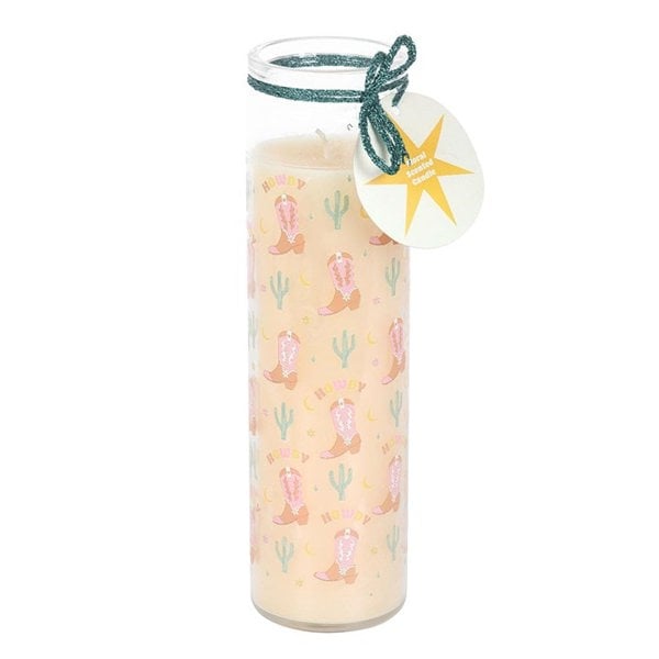 Serano Howdy Cowboy Boot Print Floral Tube Candle