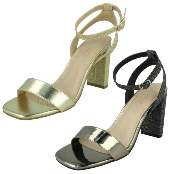 Spot On Ladies Spot On High Heel Sandal with Buckle Ankle Strap F12044