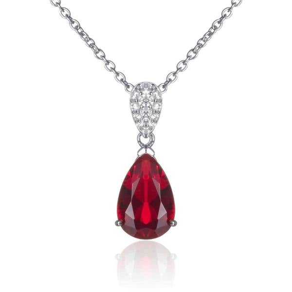 Sterling Silver Red Teardrop Pendant Necklace For Women - namana.london