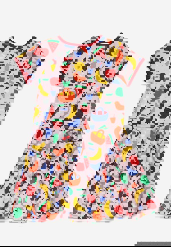 Organic Picnic Print Short Sleeved Skater Dress - Toby Tiger