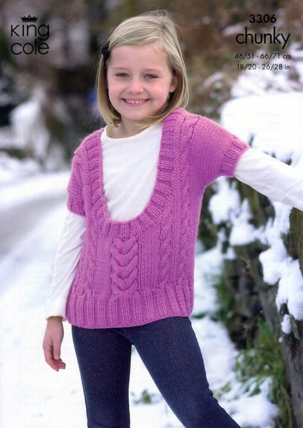 King Cole Comfort Knitting Pattern 3306, Waistcoats, Tops, Tunics for Kids, 1 - 6 Years - Advanced