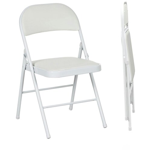 Wyld Haus Lofano Metal And Fabric White Cushioned Folding Chairs Set Of 2
