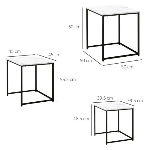 Wyld Haus Rekaco Wooden Marble Effect Set Of 3 Nesting Tables