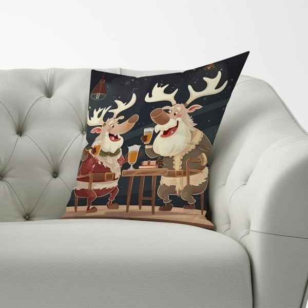 Warren Reed Reindeers Down The Pub Cushions