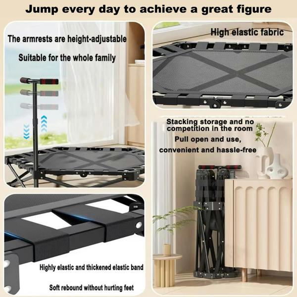 Havendro Folding Fitness Trampoline Rebounder with Handrail for Home Exercise