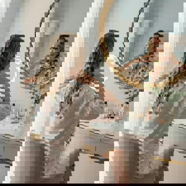 Anyyou Fashion Premium Satin Square Scarf – Elegant 201 Grey Beige Floral Silk-Feel Neckwrap for Women