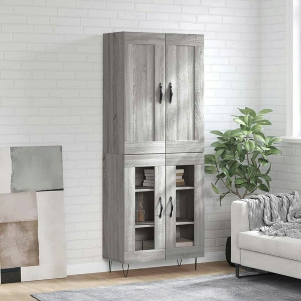 Berkfield Highboard Grey Sonoma 69.5x34x180 cm Engineered Wood