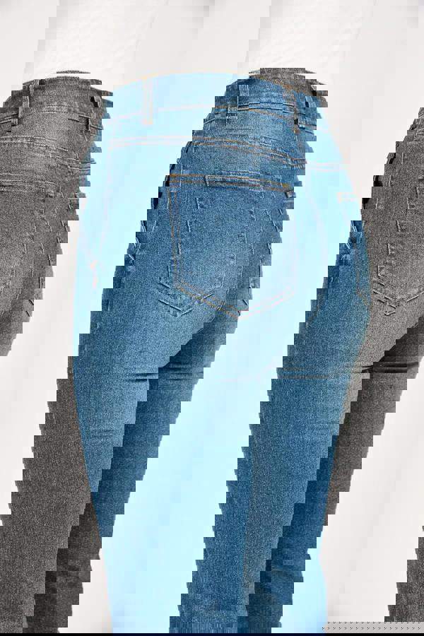 Mudflower Mid-Blue Denim Wash Bootcut Jeans