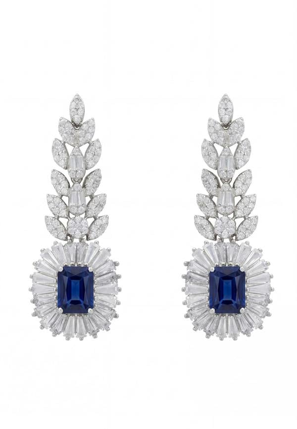 Latelita Countess Gemstone Drop Earrings Sapphire Silver