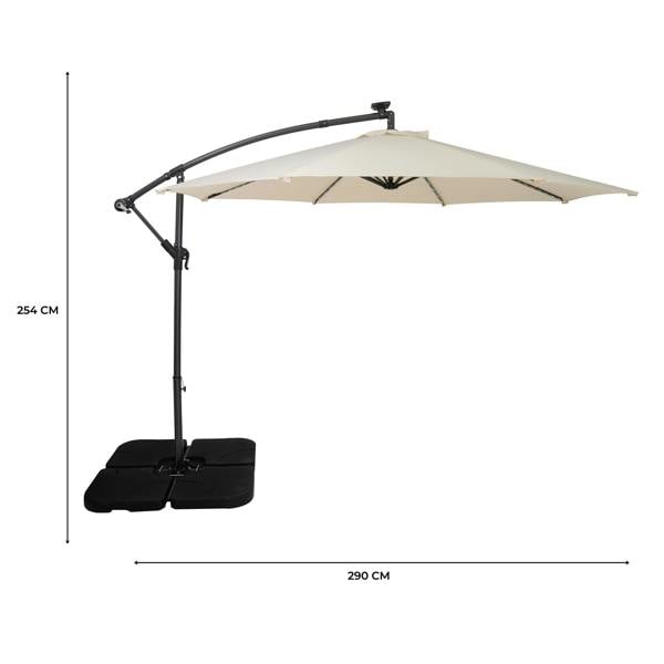 Jardi LED Cantilever Parasol 3m With Square Base – Cream