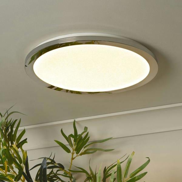 Pagazzi Lighting Addie Bathroom Chrome & Crystal LED Flush Ceiling Light