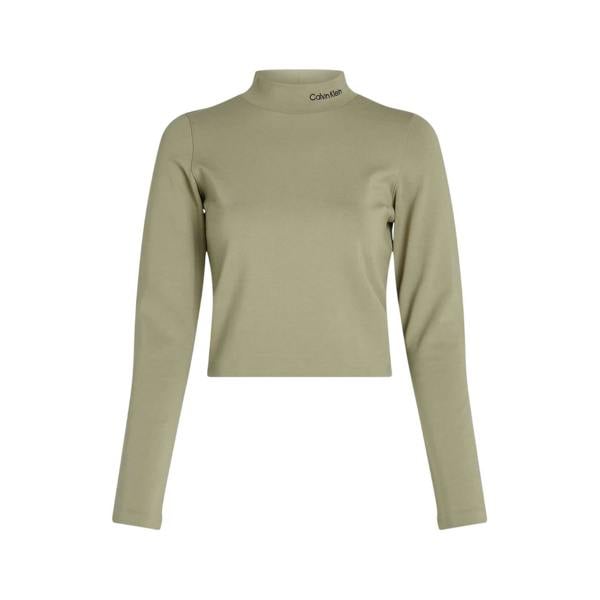 Calvin Klein Womens/Ladies Milano Logo Mock Neck Crop Top - Dust - 