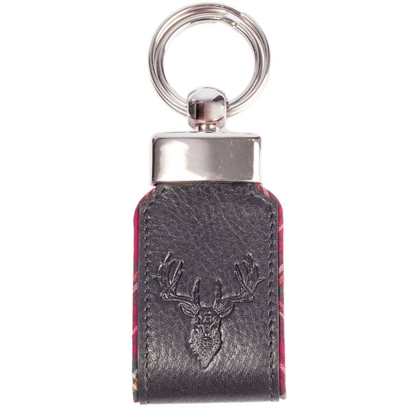Mala Leather Highland Stag & Tartan Leather Keyring