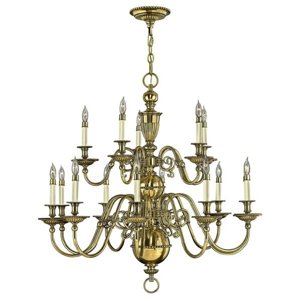15 Bulb Chandelier Hanging Pendant LIght Burnished Brass LED E14 40W Bulb Loops
