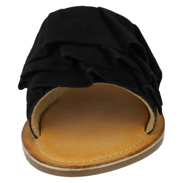 Leather Collection Ladies Leather Collection Frill Vamp Mules