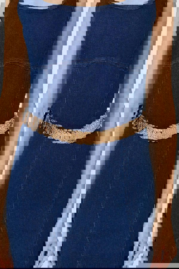 Gold | Metallic Textured Coin Detail Belt
