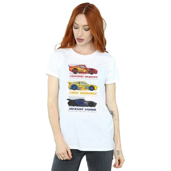 Disney Womens/Ladies Cars Racer Profile Cotton Boyfriend T-Shirt - White