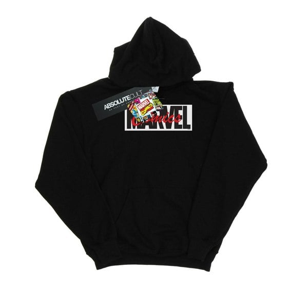 Marvel Mens Red Font Logo Hoodie - Black