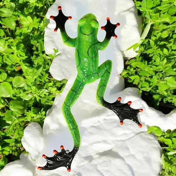 EDH Door Hardware Green Metal Frog Wall Art – 47 x 27 x 5 CM | Hand-Painted 3D Metal Frog Wall Décor