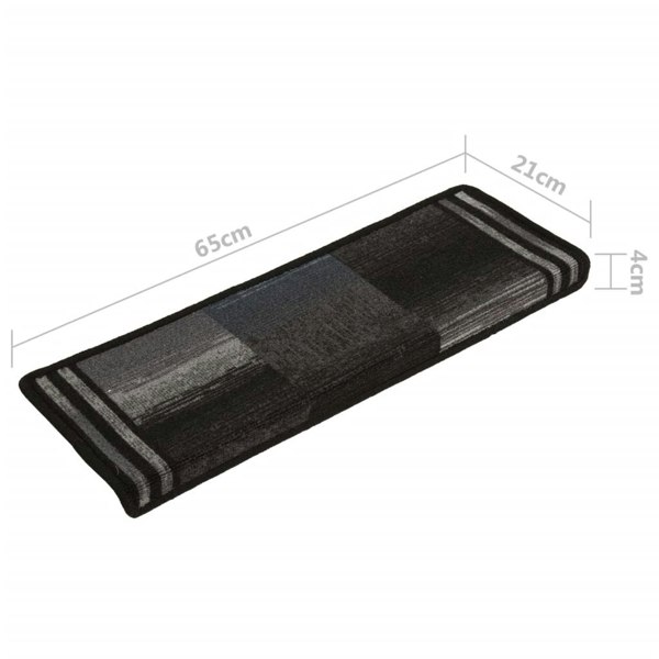 Berkfield Stair Mats Self-adhesive 15 pcs 65x21x4 cm Black and Grey