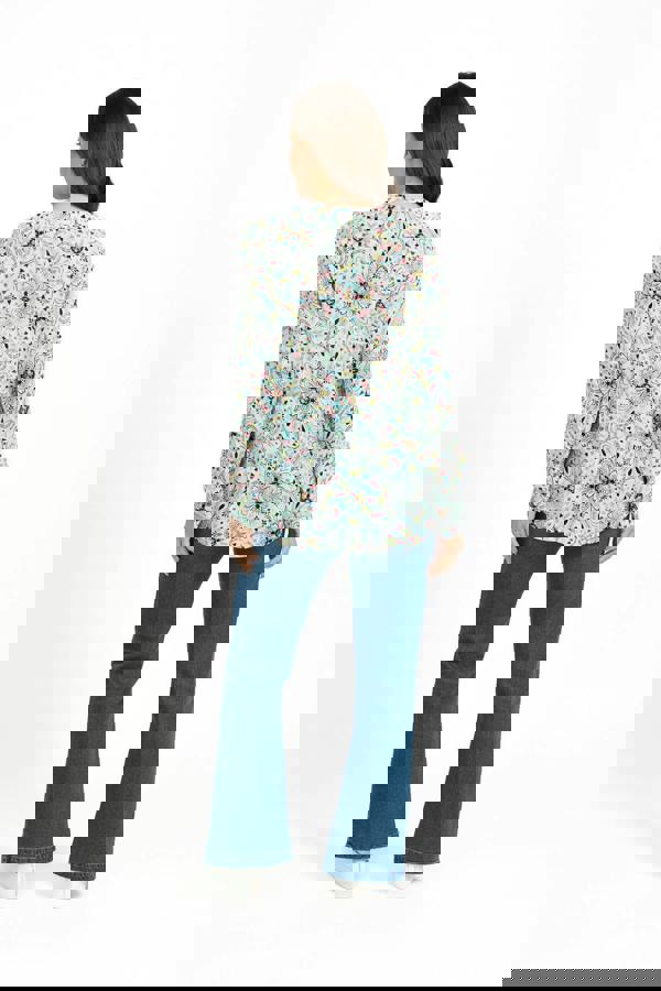 Mudflower Pintuck Floral Printed Shirt