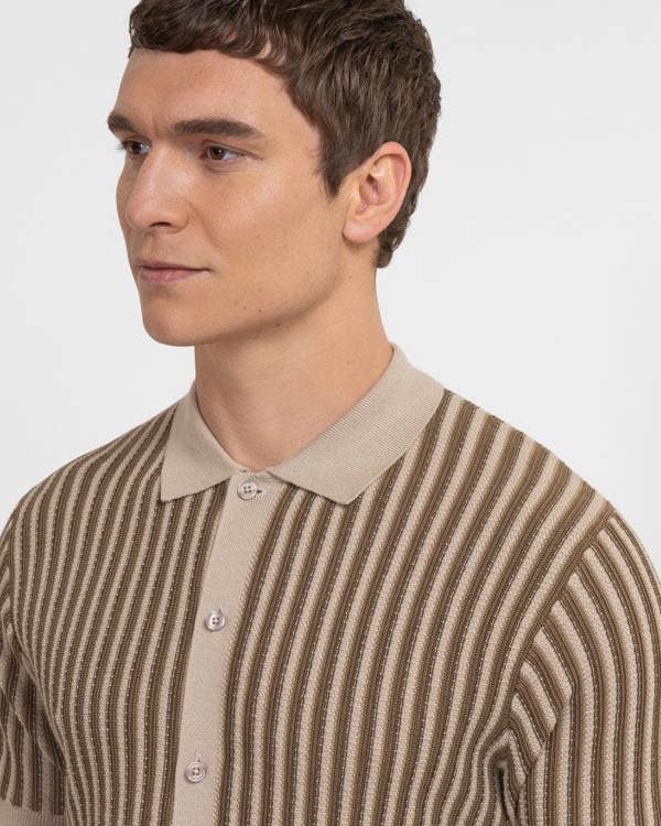 Steel & Jelly Grove - Textured Stripe Knitted Short Sleeve Shirt