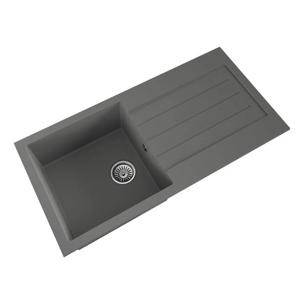 Flode Vänern | 1.0 Bowl Comite Kitchen Sink & Drainer | Inset or Undermounted | Strainer Wastes Supplied | Matt Grey Finish