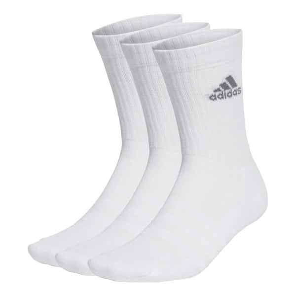 Adidas Unisex Adult Logo Cushioned Crew Socks (Pack of 3) - White/Grey