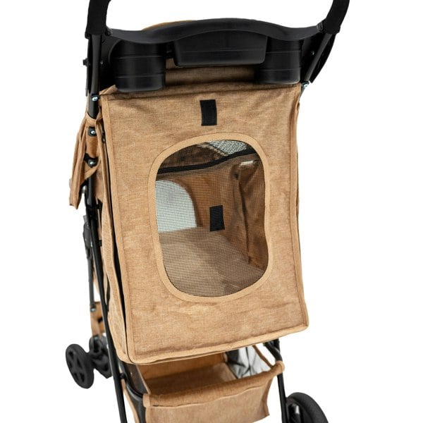 Monstershop Pet Stroller with Rain Cover – Woven Beige