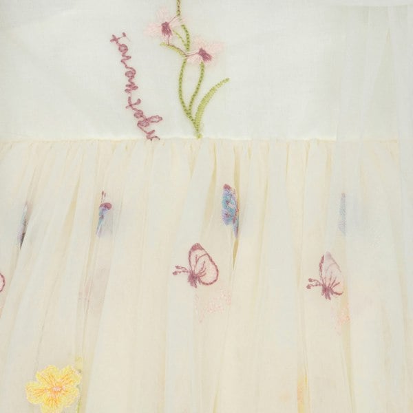 close up, of embroidered tulle