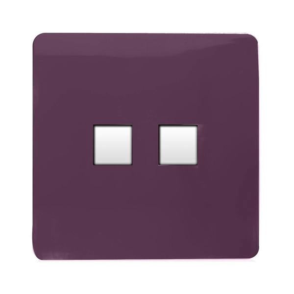 Trendi Switch 2 Gang RJ45 Cat 6 Modern Designer PC Ethernet Socket in Plum Purple