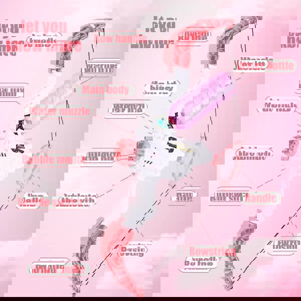 deAO Toys Pink Bow and Arrow Bubble Maker Water Gun Summer Outdoor Toys