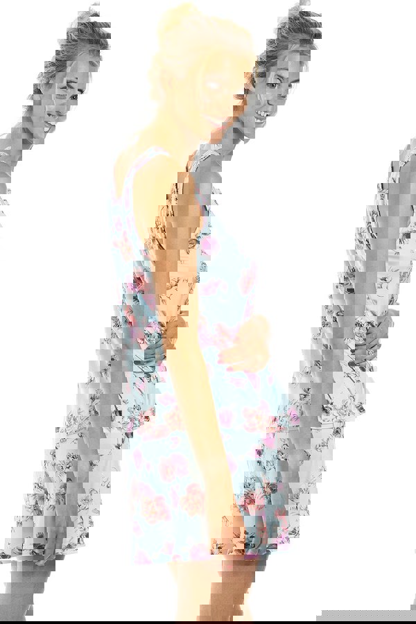 Camille Light Blue Lightweight Floral Print Short Pyjama Set